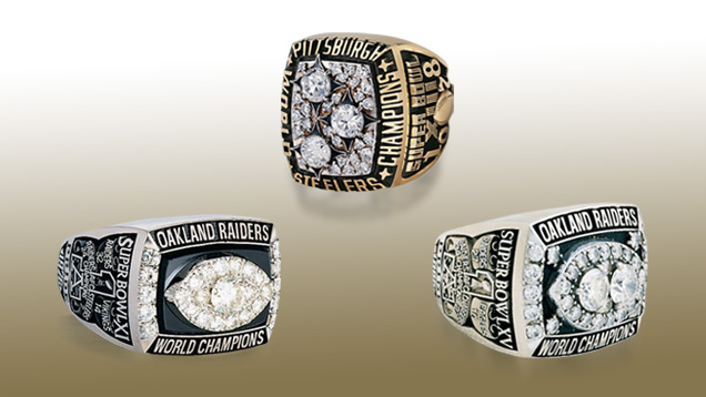 Oakland Raiders and Pittsburgh Steelers Superbowl Rings Oakland Raiders and Pittsburgh Steelers Superbowl Rings