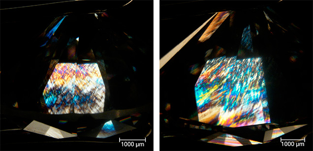 Stress patterns in large CVD synthetic diamonds Stress patterns in large CVD synthetic diamonds