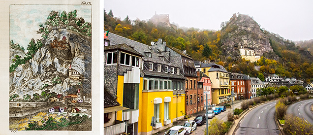 Oberstein in the late 1700s and today Oberstein in the late 1700s and today