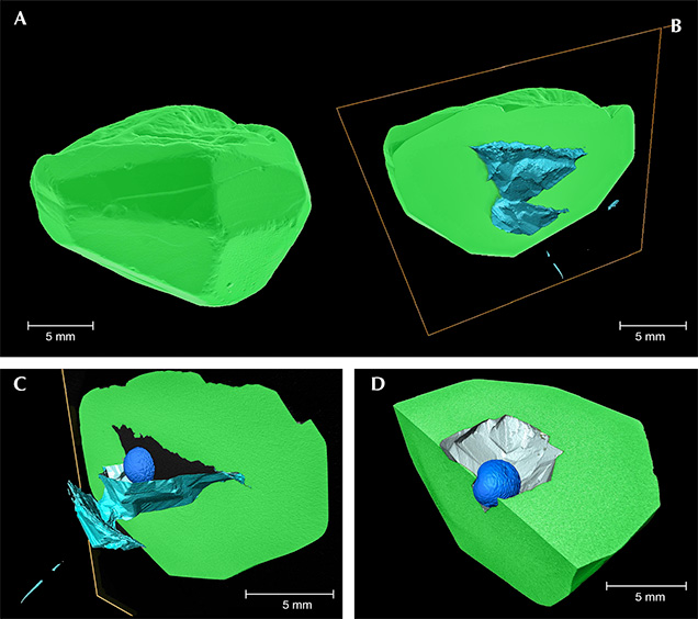 3-D tomography of demantoid and fluid inclusion 3-D tomography of demantoid and fluid inclusion