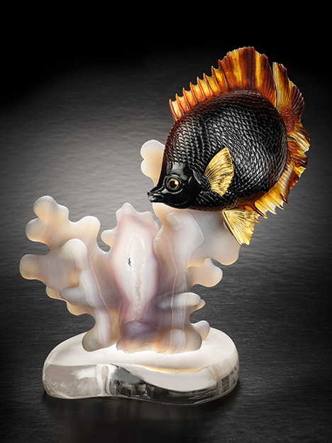 Gerd Dreher carved agate emulating coral Gerd Dreher carved agate emulating coral