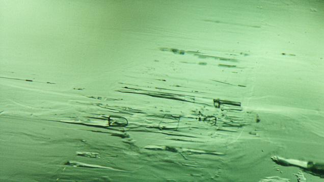 Jagged multiphase inclusions in Afghan emerald Jagged multiphase inclusions in Afghan emerald