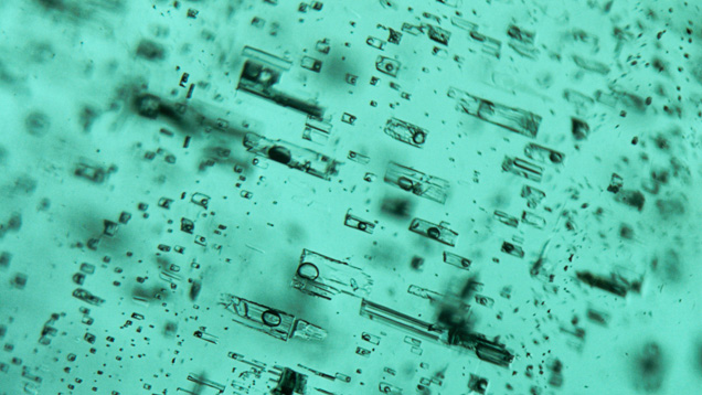 Blocky fluid inclusions in Zambian emerald Blocky fluid inclusions in Zambian emerald