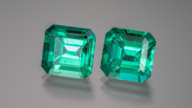 Matched pair of Colombian emeralds Matched pair of Colombian emeralds