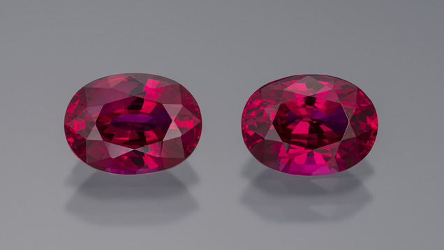 Matched pair of Burmese rubies Matched pair of Burmese rubies
