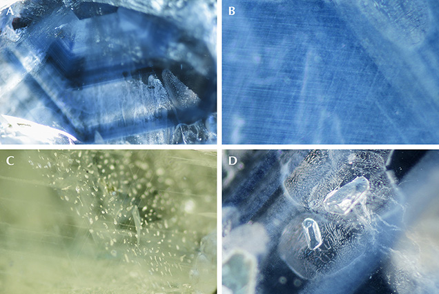 Typical internal features in sapphire from southern Vietnam Typical internal features in sapphire from southern Vietnam