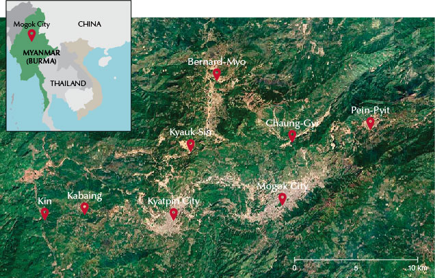 Map of Mogok township and nearby towns Map of Mogok township and nearby towns