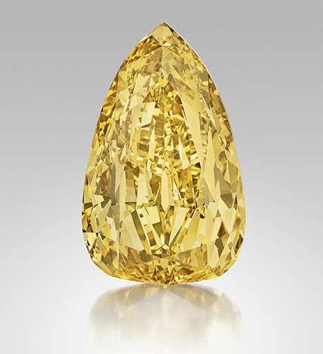 Figure 4. The 303.10 ct Golden Canary, recently recut from the Incomparable, became the third most valuable diamond sold at auction. Courtesy of Sotheby’s. Figure 4. The 303.10 ct Golden Canary, recently recut from the Incomparable, became the third most valuable diamond sold at auction. Courtesy of Sotheby’s.