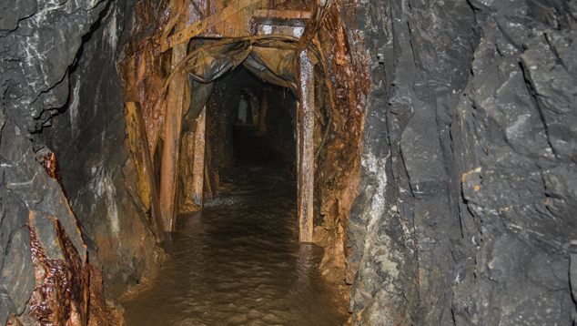 Flooding in Colombian emerald mine tunnel Flooding in Colombian emerald mine tunnel