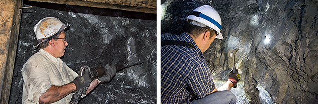 Authors collecting emerald using jackhammers and hand picks Authors collecting emerald using jackhammers and hand picks