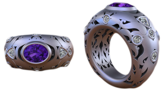 Ornate. Detailed. Negative Space. Jewelry Design & Technology program alum Ninad Prasad Sawant made use of these devices in his ring design. Ornate. Detailed. Negative Space. Jewelry Design & Technology program alum Ninad Prasad Sawant made use of these devices in his ring design.