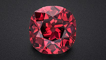 Figure 1. The 2.33 ct Winston Red diamond, displaying a vibrant Fancy red color. The old mine brilliant-cut stone measures approximately 8 mm in diameter. Photo by Robert Weldon; courtesy of Ronald Winston. Figure 1. The 2.33 ct Winston Red diamond, displaying a vibrant Fancy red color. The old mine brilliant-cut stone measures approximately 8 mm in diameter. Photo by Robert Weldon; courtesy of Ronald Winston.