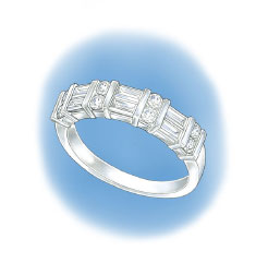 Perspective view of a platinum 4-prong solitaire with no diamonds set in the shank