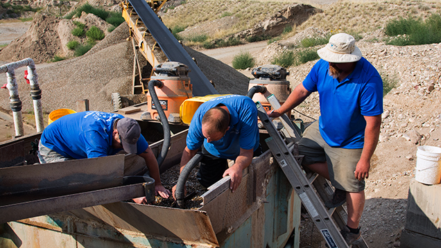Sapphire-bearing concentrate is collected for customers Sapphire-bearing concentrate is collected for customers
