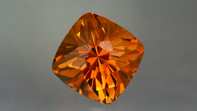 Award-winning gem designer John Dyer calls this gem’s cutting style the Regal Radiant Cut. It weighs 19.90 carats. – Lydia Dyer, gem courtesy John Dyer & Co. Award-winning gem designer John Dyer calls this gem’s cutting style the Regal Radiant Cut. It weighs 19.90 carats. – Lydia Dyer, gem courtesy John Dyer & Co.