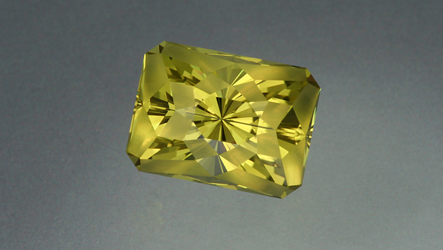 Lime-colored citrine can result from heat treatment of smoky quartz. The gem’s designer used some frosted facets to highlight its trendy color. – Lydia Dyer, gem courtesy John Dyer & Co Lime-colored citrine can result from heat treatment of smoky quartz. The gem’s designer used some frosted facets to highlight its trendy color. – Lydia Dyer, gem courtesy John Dyer & Co