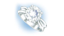 Evaluate the quality of the setting of a ring with platinum prongs